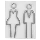 HOMOCONO 1 Juego Letrero de baño señal de flecha de baño decoración cueva pegatina puerta Señal para identificar el baño letreros para baños señal de identificación del inodoro Metal Silver