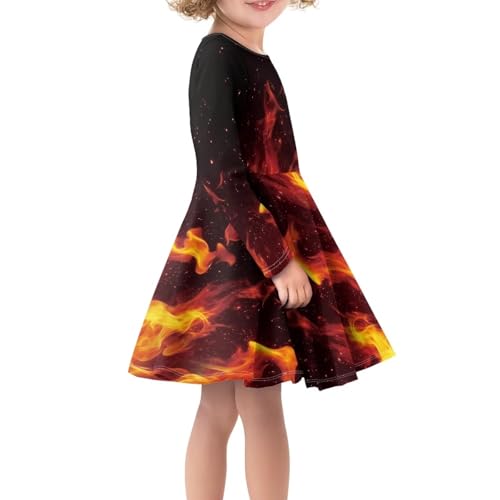 PinUp Angel Girls Dress Kids Long Sleeve School Casual A Line Twirly Skater Dresses Comfortable Graphic Dress3