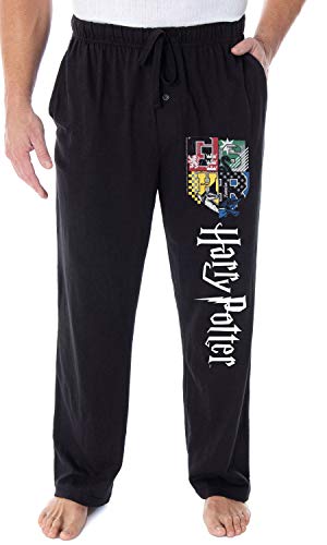 Harry Potter Adult Mens' Hogwarts Crest Collegiate Style Pajama Lounge Pants