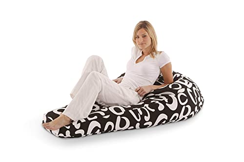 SMOOTHY Original Beany Cotton Indoor XXL Sitzsack 250L Riesensitzsack Sitzkissen Sessel aus Baumwolle für Kinder & Erwachsene (Schwarz-Weiß)