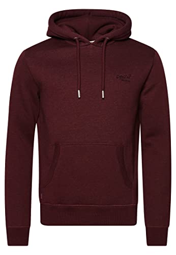 Image of Superdry Mens Vintage Logo Embroidered Hooded Jumper (Track Burgundy Marl) L