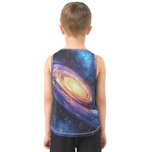 Boys Tank Top Shirts Galaxy Watercolor Sleeveless T-Shirts Crew Neck for Kids Clothing Children3