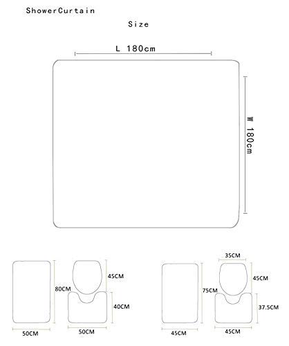 L.TSA 4-teilige Badvorhangteppiche Wasserdichtes Badbodenmatten-Set 180 * 180CM Duschvorhang - Sockelteppich… – Bild 6