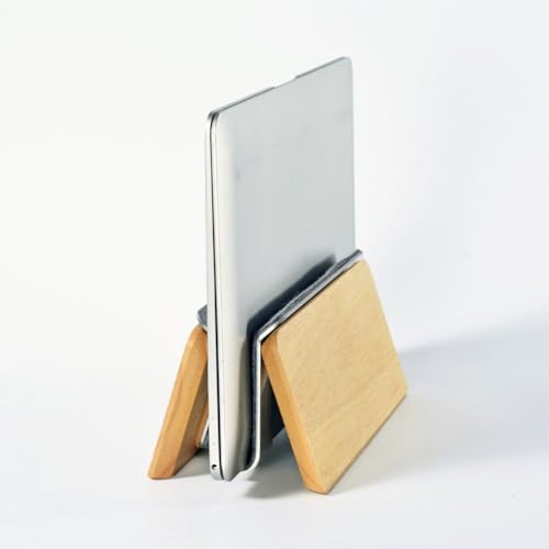 Support vertical ordinateur portable bois massif base tablette et ventilation - 3