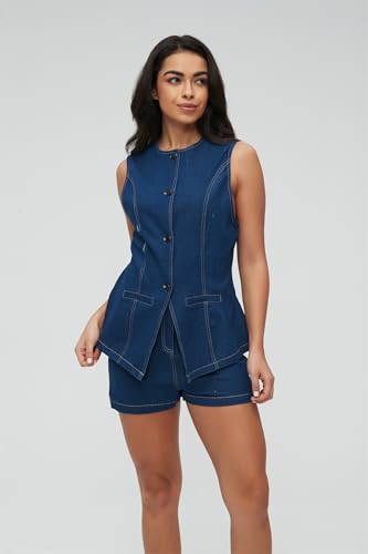 Denim Vest 2 Piece Sets High Waist Shorts Old Money Clothes Jean Jacket Y2K Business Slim Fit Casual Outfits4