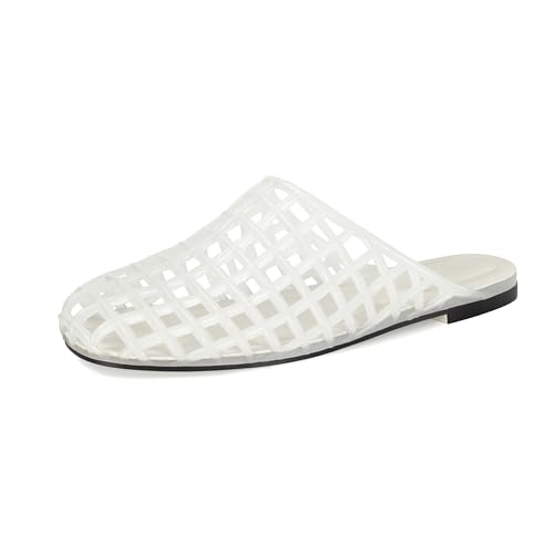 Image of Women's Red Jelly Mesh Slides, Comfortable Flat Slip On Sandals, Casual Summer Beach Slippers