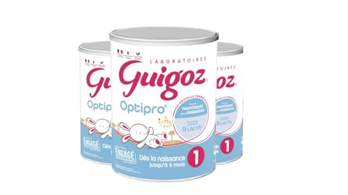 Lait en poudre Guigoz Optipro 1er âge pour nourrisson de 0 à 6 mois, format 3x830g longue durée