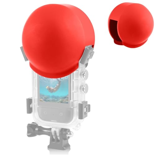 FotStdio Insta 360 X5 Invisible Dive Case Lens Guard, Silicone Lens Cover Protector for Insta360 X5 Diving Case Lens Cap, Action Camera Accessories (Red)