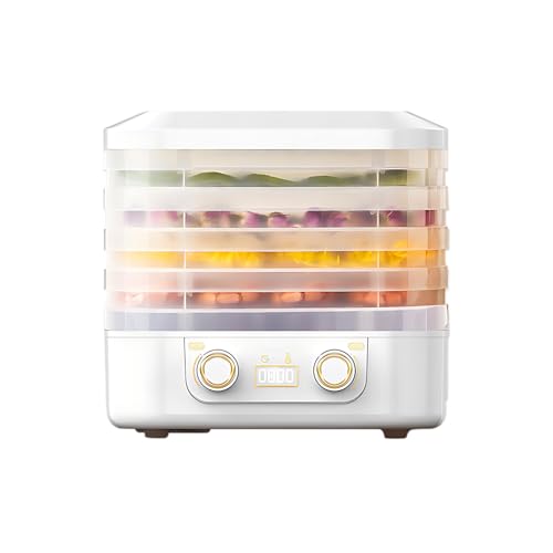 Food Dryer Machine for Home, Household Digital Food Dryer With 5 Trays, Adjustable Timer And Temperature Control, Suitable For Meats Vegetables And Snacks (White)