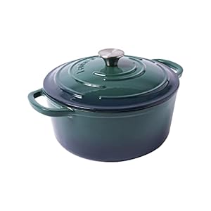 Larder & Vine Enameled Cast Iron Dutch Oven with Lid – Oversized Handles, Dome Lid, Dutch Oven for Sourdough Bread Making – 5.7QT/5.4L – (Bondi)