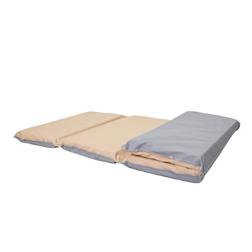 Childrens Factory Nap Mats 2 inch Thick Toddler Sleeping Mats for Preschools and Daycares Comfortable and Soft 4 Section Folding Nap Pad Fog Blue and Sand 1 Pack