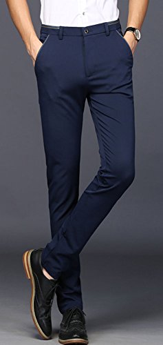 plaid&plain men's stretch dress pants slim fit skinny suit pants