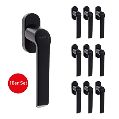 Schüco Manopole per finestre, colore nero, set da 10 pezzi, aspetto di alta qualità, utilizzabile per tutti i sistemi di finestre