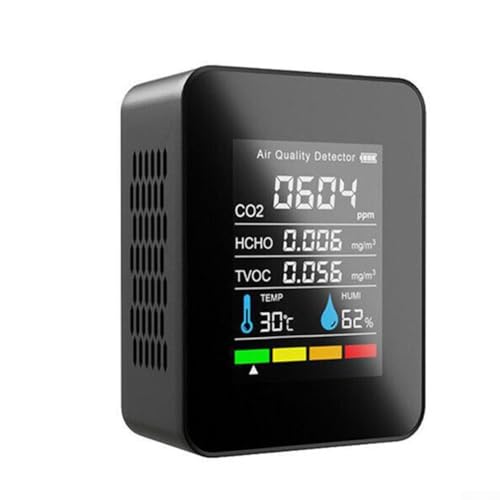 Shophubio Rilevatore di anidride carbonica 5 in 1 con rilevamento di formaldeide, qualità dell'aria e umidità, misuratore portatile, qualità dell'aria interna (nero)