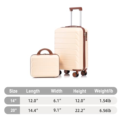 Image of Hardside Luggage, Lightweight Durable ABS Suitcase Spinner Wheels, 20+14 Luggage