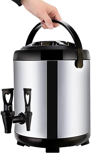 Insulated Beverage Bucket, Keeps Drinks Hot for Hours, Ideal for Milk Tea and Hot Beverages,Silvery-10L