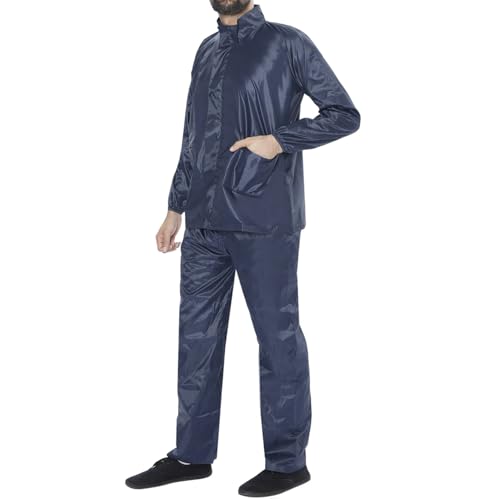 Image of BENAVJI Men's Waterproof Rain Wear Combo | Hooded Raincoat Suit with Pants for Riding, Camping & Travel
