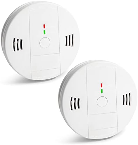 Combination Smoke and Carbon Monoxide Detector Alarm, 2-Pack Beeps Warning Smoke and CO Alarms for Basements Travel Home Office House Bedroom Living Room Car, Battery Operated, Comply with UL 217/2034