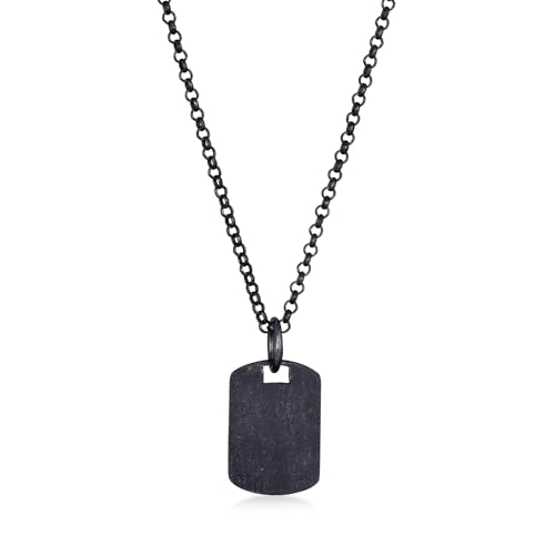 Collier pour homme Kuzzoi chaîne argent résistant 60 cm et pendentif plaque militaire anti-ternissement