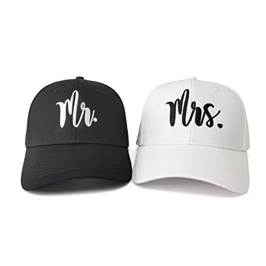 Hepandy Mr and Mrs Hats, Embroidered Baseball Caps, Honeymoon and Wedding Gift for Couples, Black & White Bride Groom Matching Hats, Bridal Gift