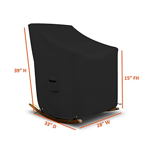 Rocking Chair Cover 18 Oz Waterproof - 100% Weather Resistant PVC Coated Patio Furniture Cover with Air Pockets & Drawstring for Snug Fit (39