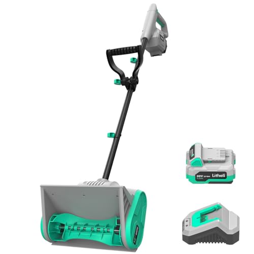 Litheli Cordless Snow Shovel, 20V 12-Inch Battery Powered Snow Thrower, Battery Snow Blower with Auxiliary Handle, with 4.0Ah Li-ion Battery & Charger by LiTHELi - Used condition - US$92.58
