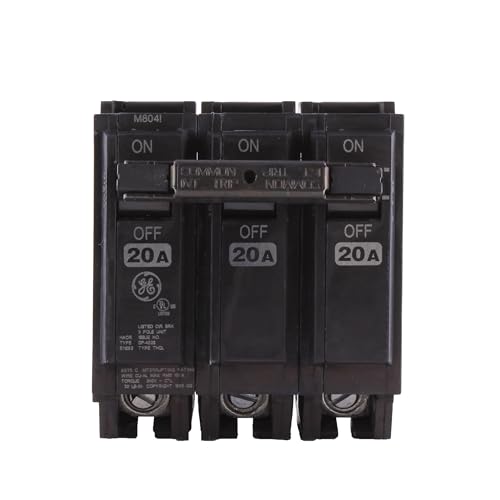 ABB Q-Line® THQL32020 Circuit Breaker • 20A/3-Pole Configuration • 120/240 VAC, 10 kAIC • Thermal Magnetic Trip • Quick-Make/Quick-Break Mechanism • Plug-in Mount by GE - Used condition - US$29.00