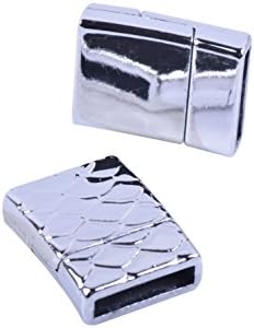 KONMAY 5 Sets 12.x2.0mm Rhodium Glue-in Style Wave Engraved Jewelry Magnetic Bracelet Clasps image 4