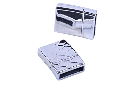 Konmay 5 Sets 12.X2.0Mm Rhodium Glue-In Style Wave Engraved Jewelry Magnetic Bracelet Clasps #TOP12