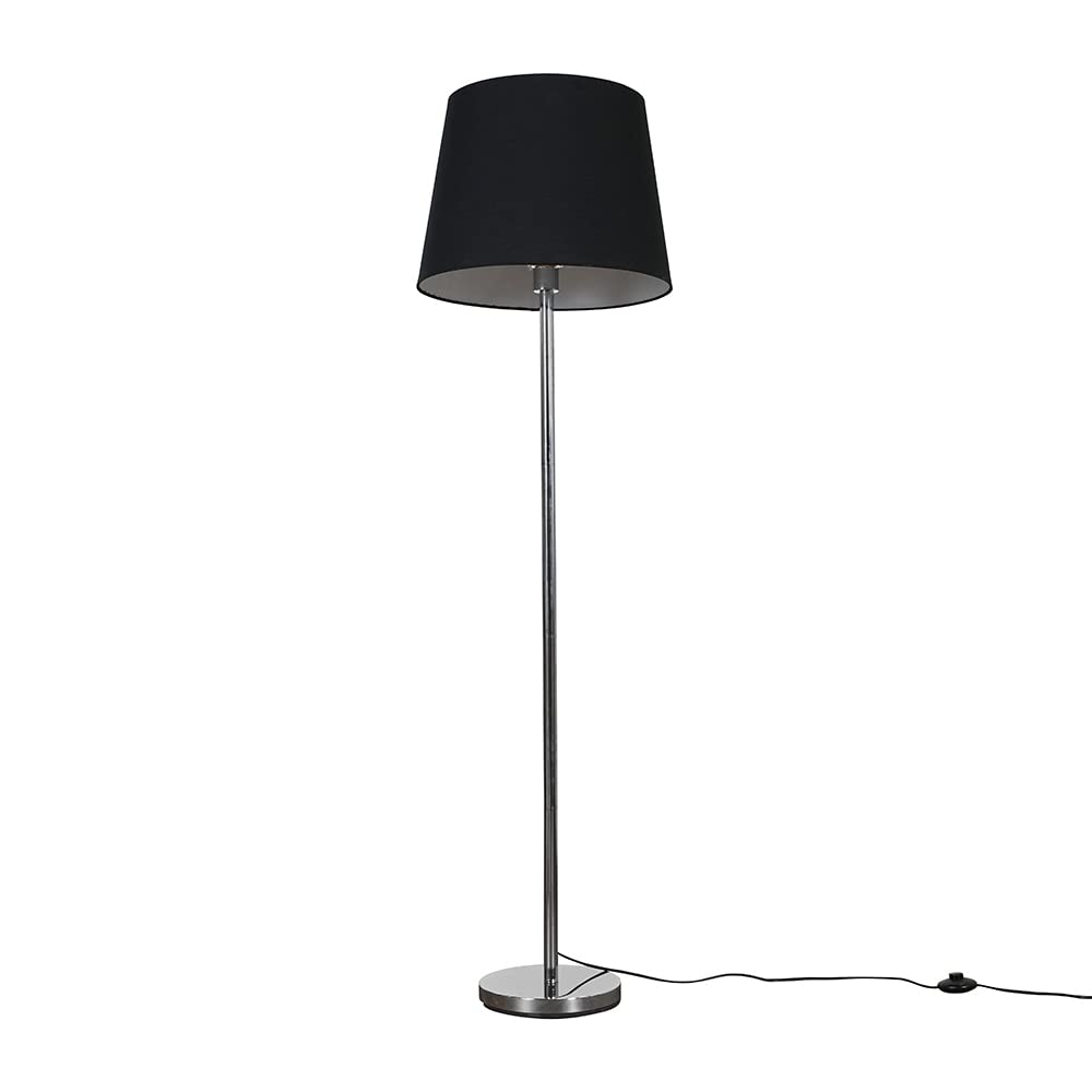 Valuelights Charles Chrome Floor Lamp With Black Tapered Shade from B&Q