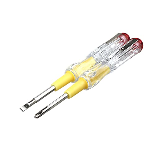 Image of Fielect Tester Screwdriver, Voltage Tester Pen 100-500V Circuit Tester Pen Contact Voltage Detecter Pen Dual Head Slot Screwdriver Detector, 1pcs