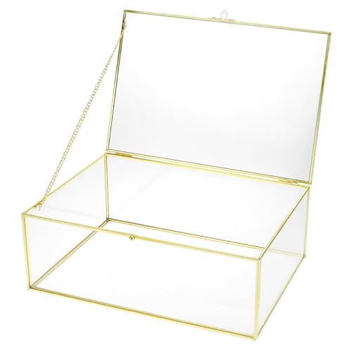 QWORK Joyero dorado con tapa 28 x 18 5 10 cm