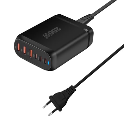 Chargeur de Bureau GaN 200W intelligent avec 6 ports USB C et A