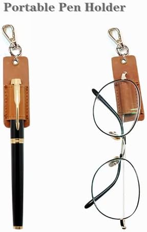 KEVZHUKWV 2 PCS Lanyard Pen Holder Leather Badge Pencil Holder Leather Pen Pouch Holder Leather Pen Holde for Badge Pen Holder Keychain or Neck Lanyard, Brown
