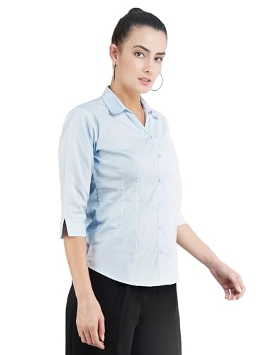 Image of Skyla Women's Cotton Rich Formal Shirt | 3 /4 Sleeve Office Wear | Regular Fit Business Casual Workwear