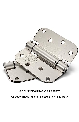 Pack Of 2 Goldenwarm 4 Inch Door Hinges Satin Nickel Self-Closing Spring Door Hinges - Heavy-Duty Spring Hinges For Interior And Exterior Doors, 5/8" Radius Corners #TOP3