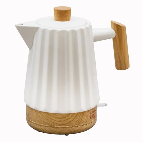 Keramik Wasserkocher 1,7 L weiß – mit Holzgriff & Holzknauf, 360°-Sockel, LED, lebensmittelechte Silikondichtung, BPA-frei, 1500 W, Retro Design, langlebig & stilvoll – Modell ALLEGRO Keramik Wasserkocher 1,7 L weiß – mit Holzgriff & Holzknauf, 360°-Sockel, LED, lebensmittelechte Silikondichtung, BPA-frei, 1500 W, Retro Design, langlebig & stilvoll – Modell ALLEGRO