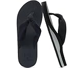 KuaiLu Flip Flops Women Arch Support Yoga Mat Comfortable Summer Beach Walking Thong Cushion Sandals Slip on Pool Outfits Travel Essentials Orthotic Slides Indoor Outdoor Slippers Shoes Black Size 8