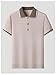 SOLY HUX Men's Short Sleeve Knit Sweater Casual Collared Golf Pullover Sweaters Beige Striped Large
