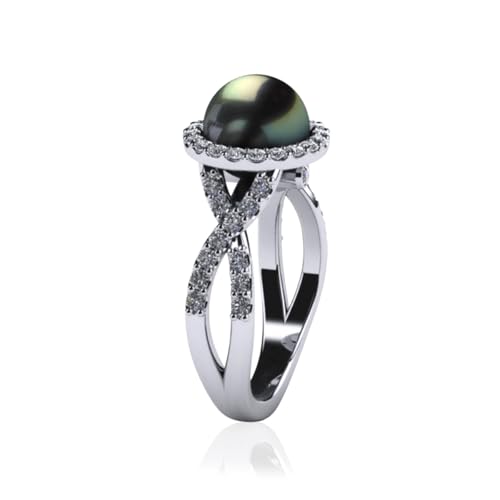 Women Pearl Ring, Infinity Pearl Ring with 10mm Gold Round Pearl 18k Gold Plated Cubic Zirconia Engagement Ring for Women, Size 5-9, Valentine's Day/Mother's Day Jewelry Gift for Her3