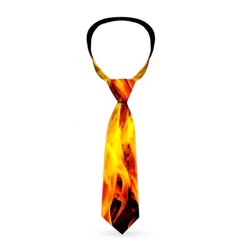 Buckle-Down Tie, Necktie, Flames Vivid Black Orange, Standard Length