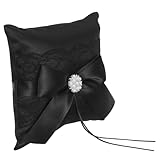 CVUTOVO Cojín Soporte Seguro para Anillos de Boda con Cinta de Poliéster Negro y Elegante para Nupcial