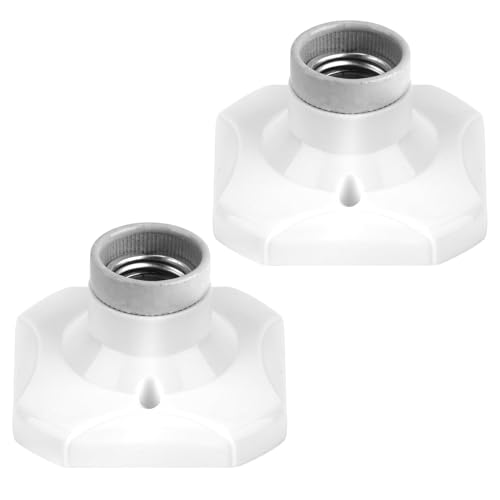 RTDHO 2Pcs E27 Light Bulb Socket Holder,ES Lamp Holder Base Edison Screw E27 Wall Socket Square Ceramic Lamp Base for LED Bulbs up to 60W 220-250V AC Energy Saving Lamps Ceiling Light Fitting White