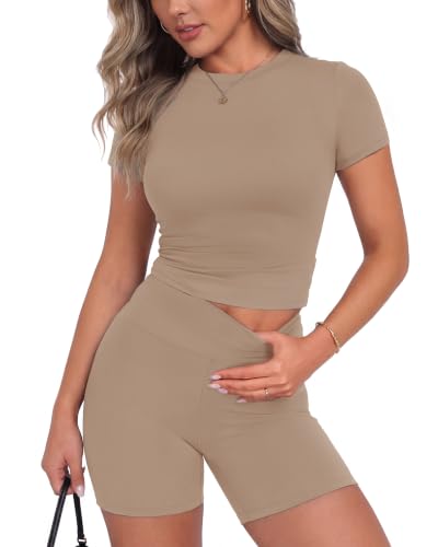 Image of ZOOSIXX Two Piece Workout Sets for Women - Summer Outfits 2 Piece Short Gym Sets Casual Lounge Vacation Matching Clothing