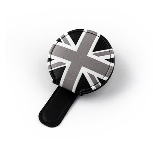 Universaler Auto-Sonnenblenden-Brille-Clip aus PU-Kunstleder Brillenklammer Auto-Aufbewahrung Sonnenbrillenhalter kompatibel mit allen Mini Cooper One JCW S PJ05 (Union Jack grau)