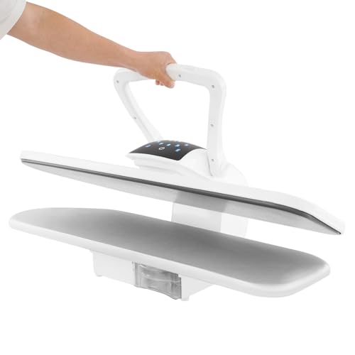 Plancha de vapor, prensa de vapor inteligente, estación de planchado con depósito de agua de 1000 ml para ropa del hogar sobre mesa, control de temperatura, nailon, seda (blanco)