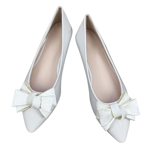 WENJIAZHIZHI Womens Pointed Toe Bow-Knot Ballet Flats Elegant Slip-On Female Flat Shoes Dressy Casual Loafers