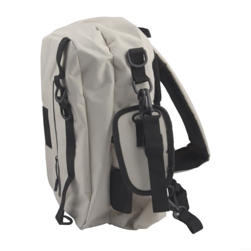 Image of Fishing Backpack Waterproof with Cooling Compartment & 4 Bait Boxes - Robust Fishing Bag Backpack for 2 Rods, Camping and Trekking - 50L Storage Space Grey (White)