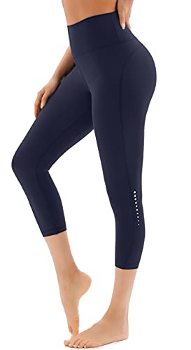 JOYSPELS 3/4 Leggings Damen Capri Sporthose 7/8 Hose, Navy, S
