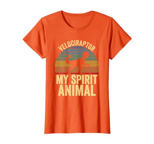 Velociraptor is My Spirit Animal Dinosaur Lovers T-Shirt, Women, Orange, X-Small